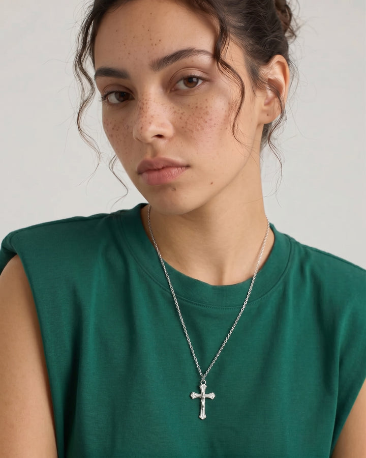 Dainty Cross Necklace model