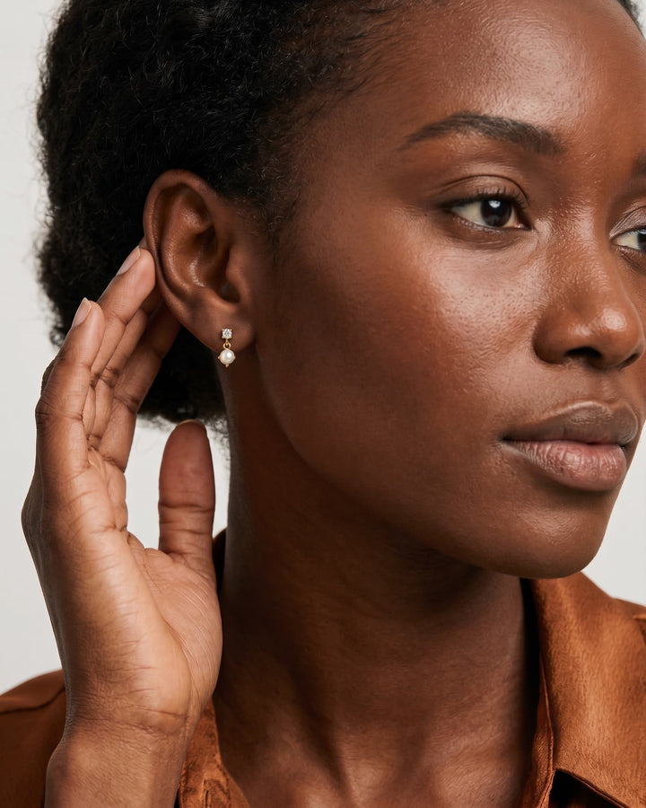 Diamond Pearl Drop Studs model