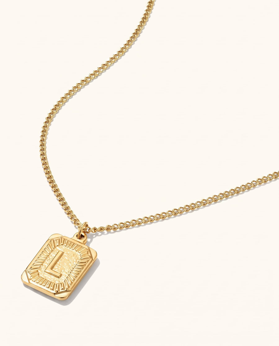 Medal Initial Necklace