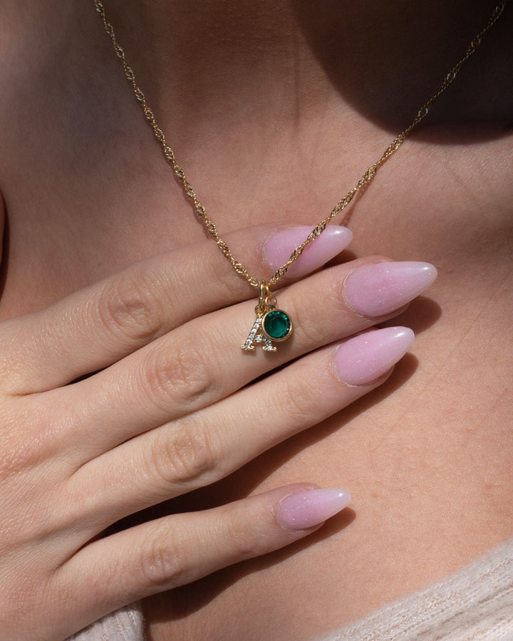Birthstone Initial Necklace model