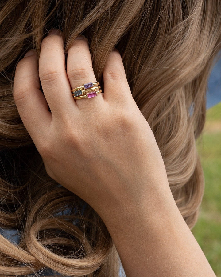 Dainty Baguette Birthstone Ring model