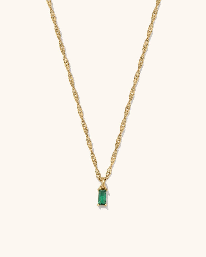 Dainty Baguette Birthstone Necklace