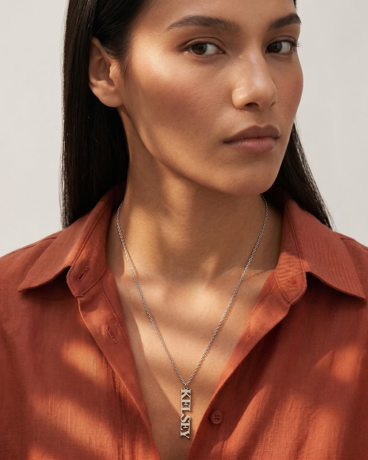 Vertical Name Necklace model