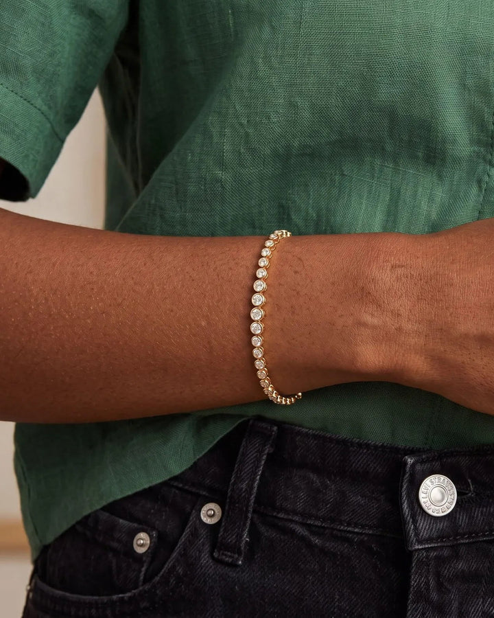 Dainty Bezel Tennis Bracelet model