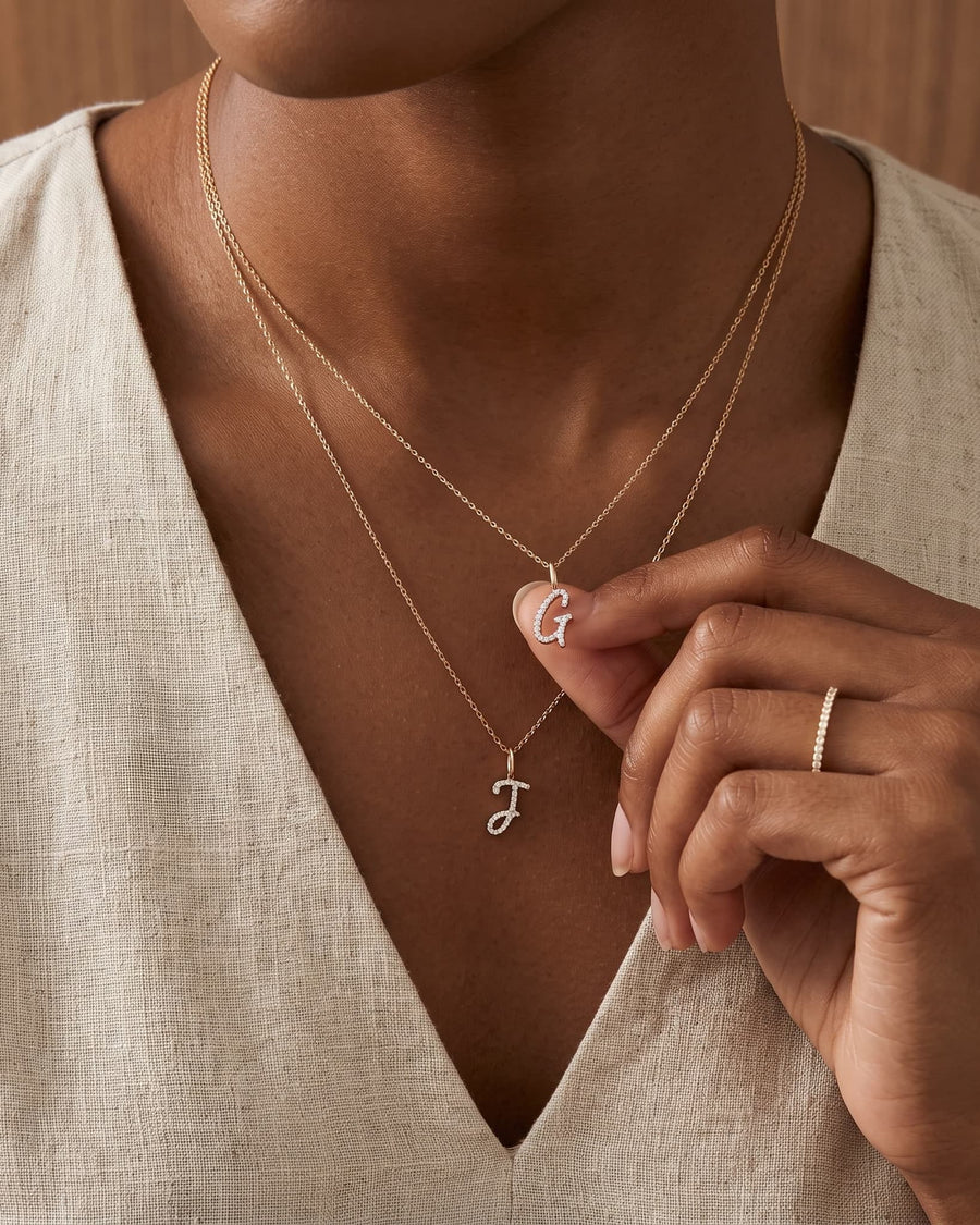 Pavé Diamond Initial Necklace