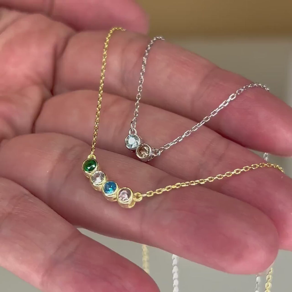 14k Solid Gold Family Birthstone Necklace