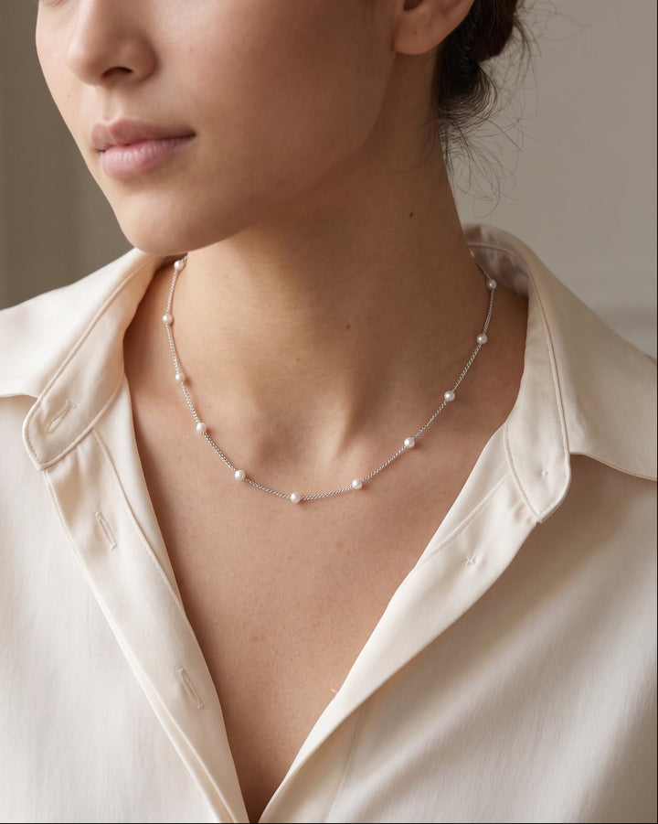 Satellite Pearl Chain Necklace model